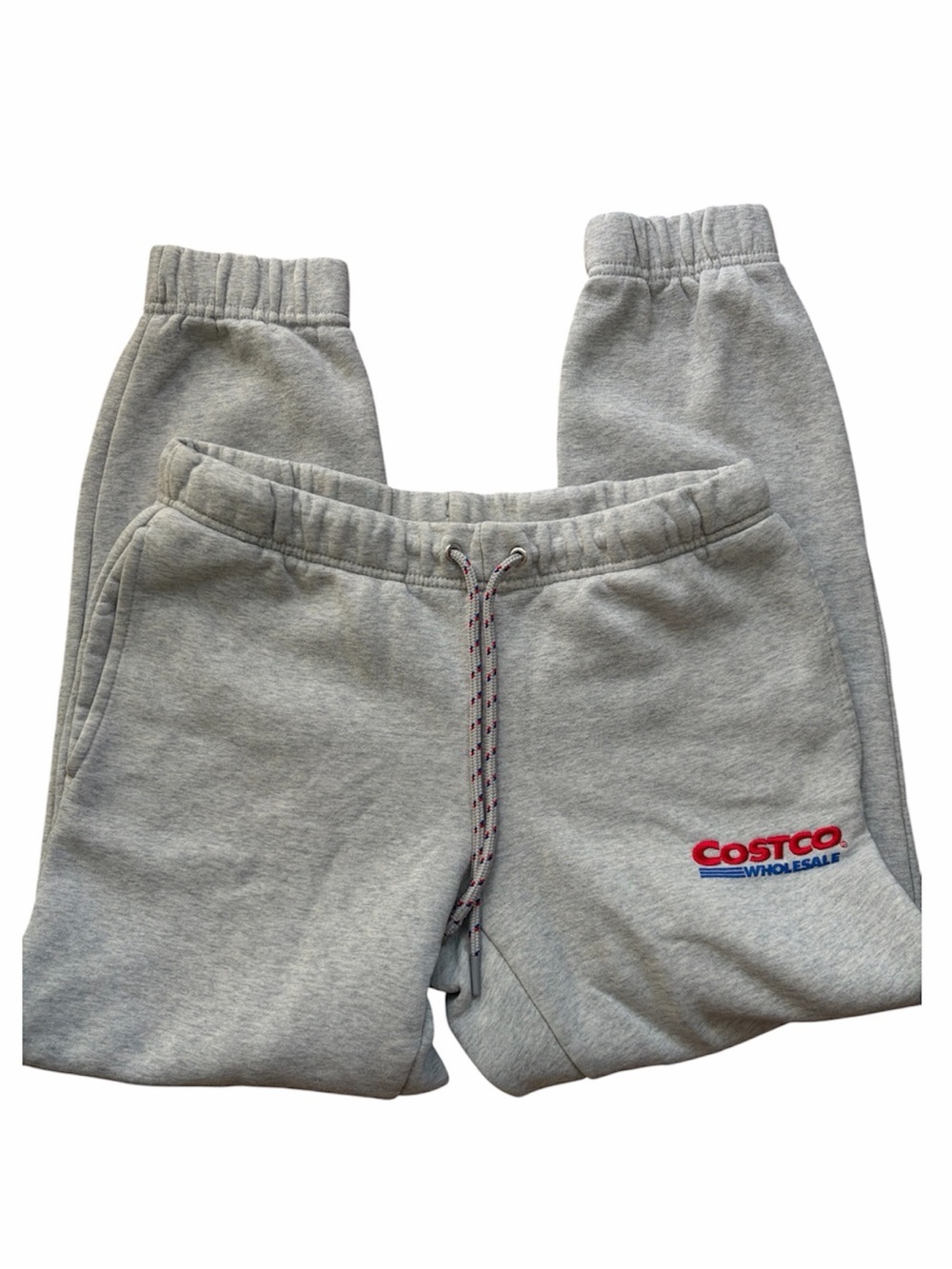 Costco Wholesale Logo Sweatpants Grey Fleece Jogger Drawstring Lounge Athleisure